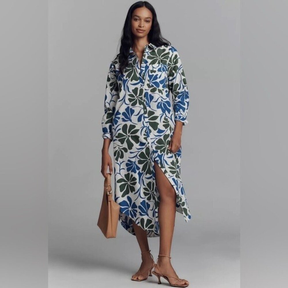 NWT Size XSP (P2P 19.5")  -The Soren Long-Sleeve Shirt Dress Maeve (100% Cotton)